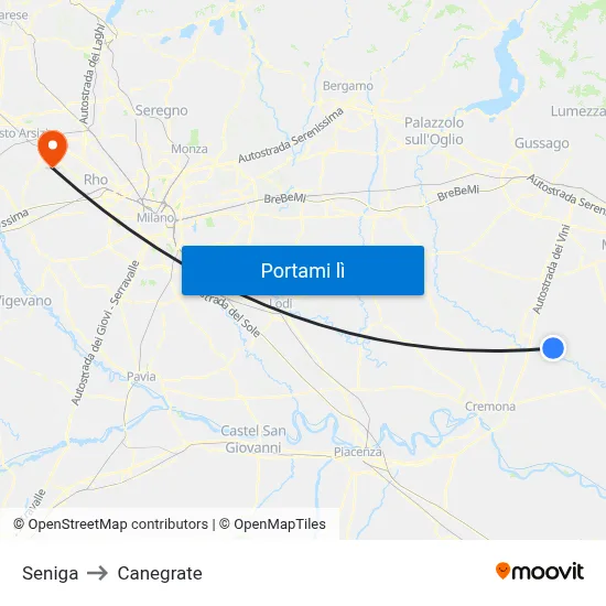 Seniga to Canegrate map