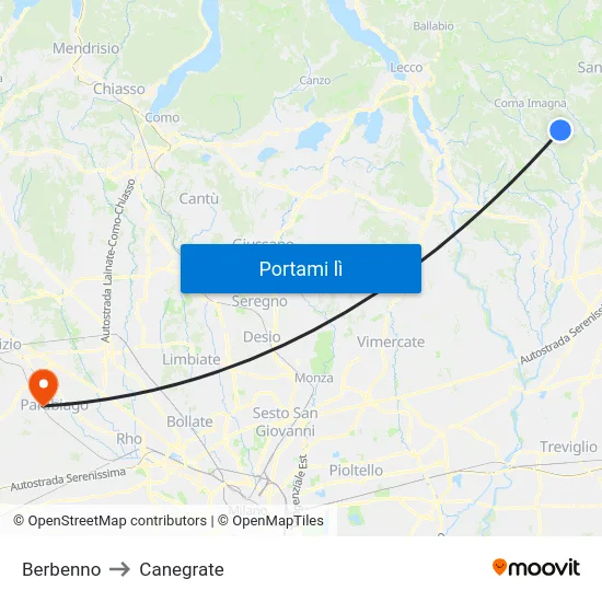 Berbenno to Canegrate map