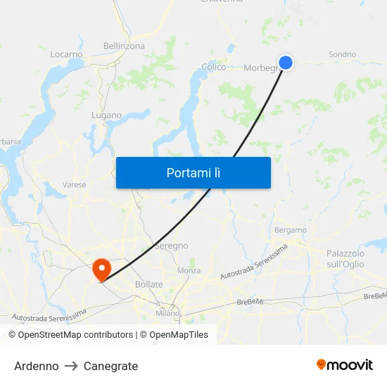 Ardenno to Canegrate map