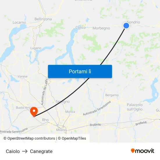 Caiolo to Canegrate map