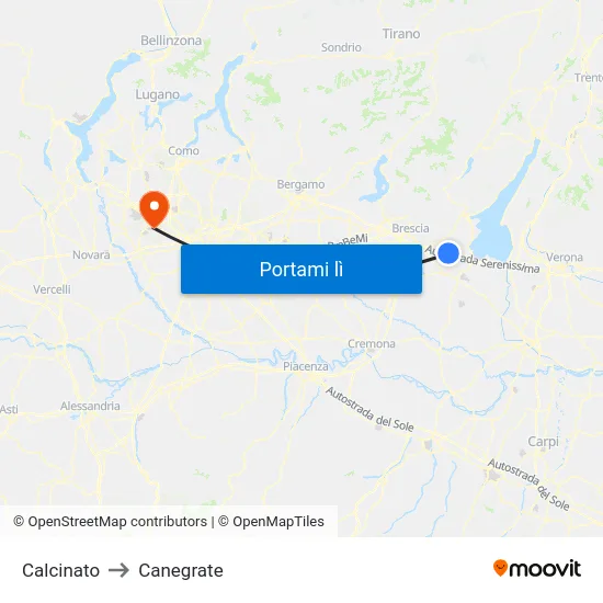 Calcinato to Canegrate map