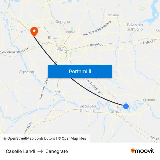Caselle Landi to Canegrate map