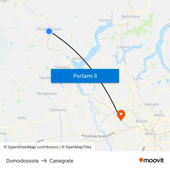 Domodossola to Canegrate map
