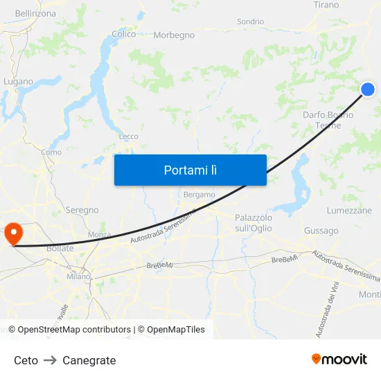 Ceto to Canegrate map