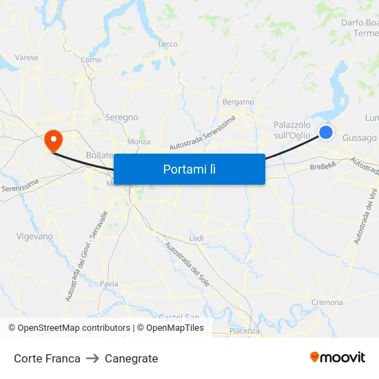 Corte Franca to Canegrate map