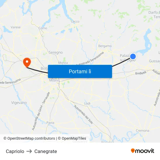 Capriolo to Canegrate map