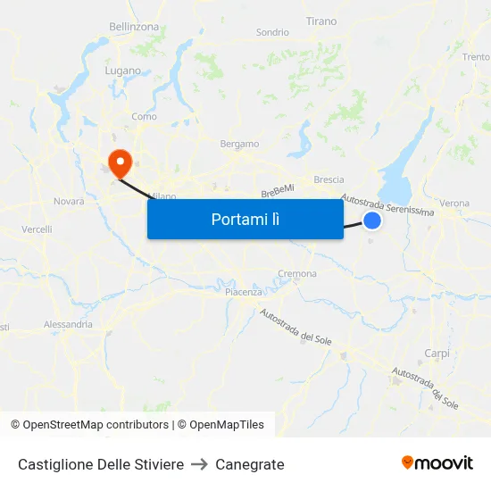 Castiglione Delle Stiviere to Canegrate map