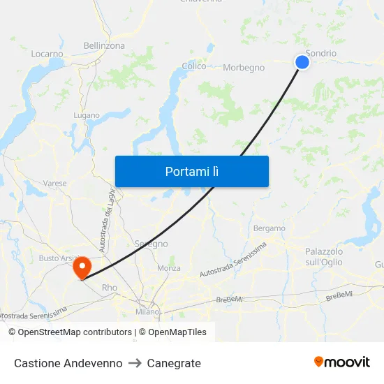 Castione Andevenno to Canegrate map