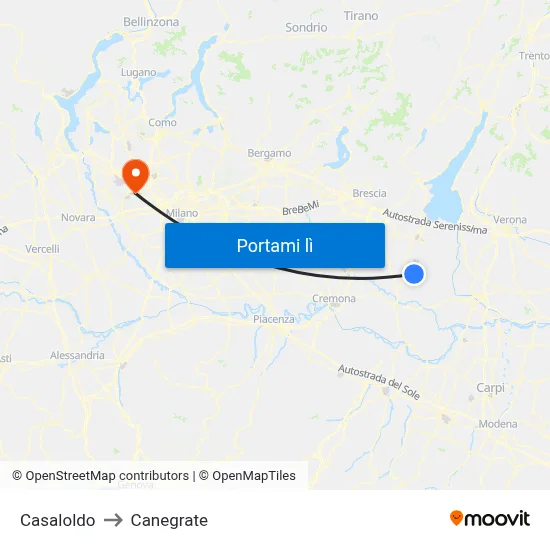 Casaloldo to Canegrate map
