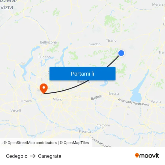 Cedegolo to Canegrate map