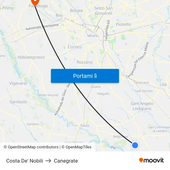 Costa De' Nobili to Canegrate map