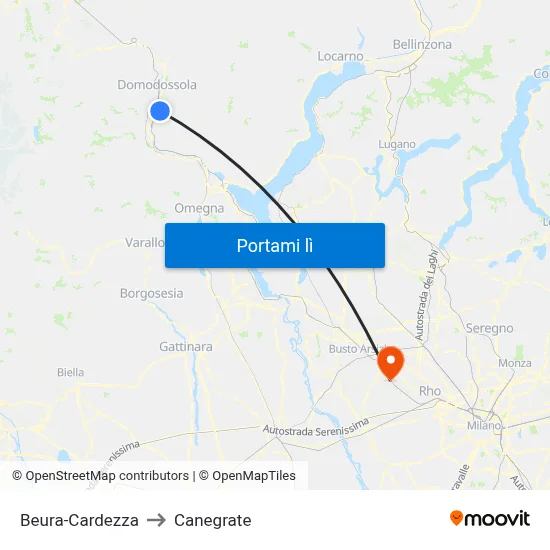 Beura-Cardezza to Canegrate map
