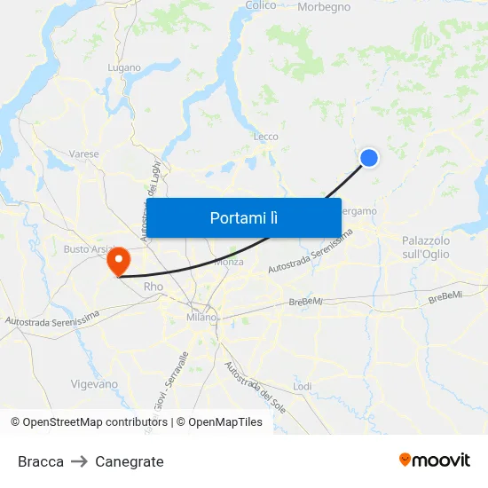 Bracca to Canegrate map