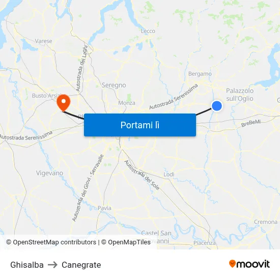 Ghisalba to Canegrate map