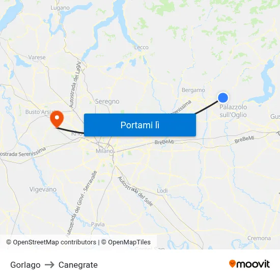 Gorlago to Canegrate map