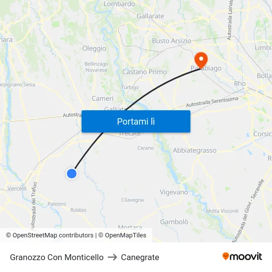 Granozzo Con Monticello to Canegrate map