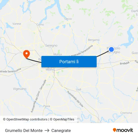Grumello Del Monte to Canegrate map