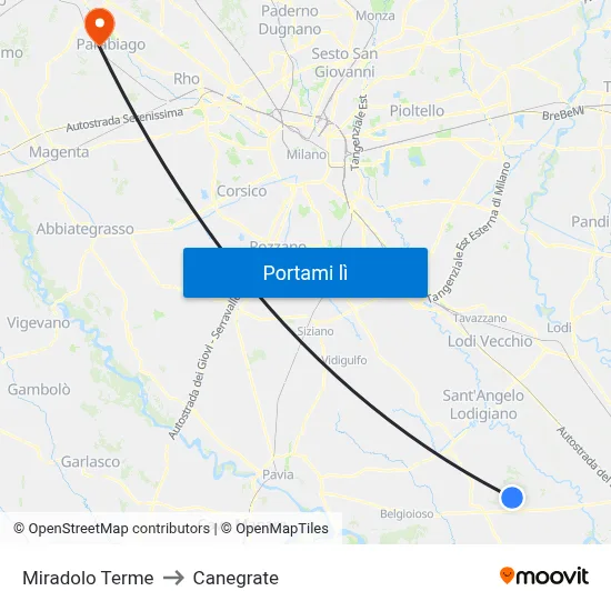 Miradolo Terme to Canegrate map