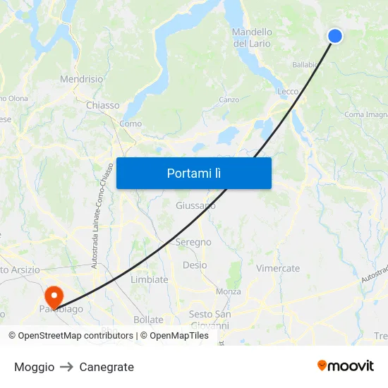 Moggio to Canegrate map
