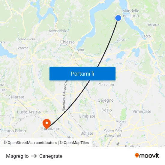 Magreglio to Canegrate map