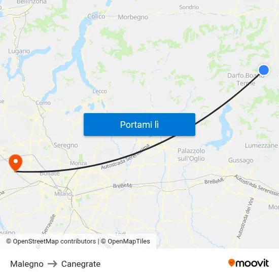 Malegno to Canegrate map