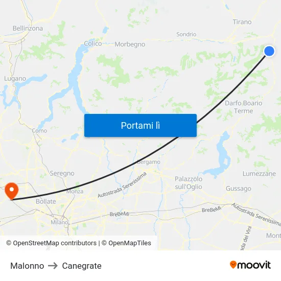 Malonno to Canegrate map