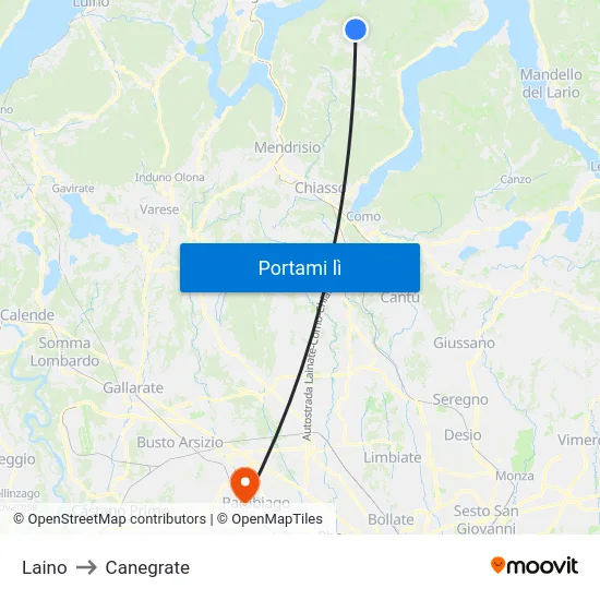 Laino to Canegrate map
