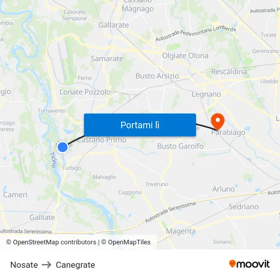 Nosate to Canegrate map