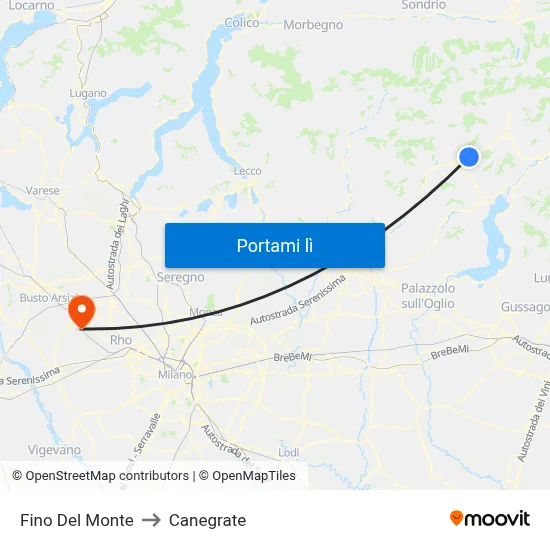 Fino Del Monte to Canegrate map