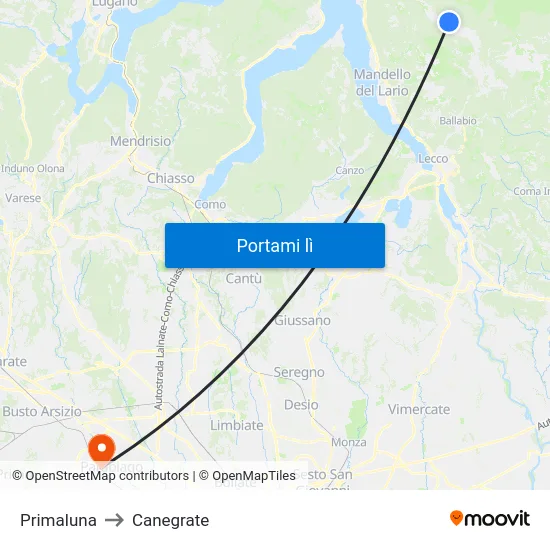 Primaluna to Canegrate map