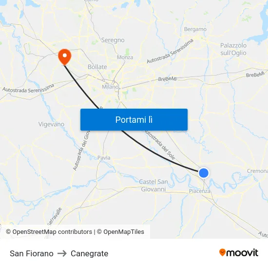 San Fiorano to Canegrate map