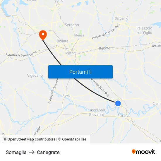 Somaglia to Canegrate map