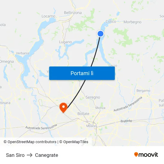 San Siro to Canegrate map