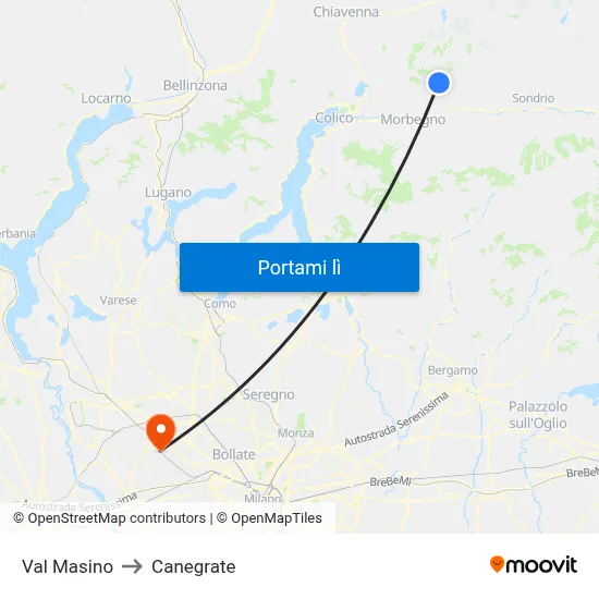 Val Masino to Canegrate map