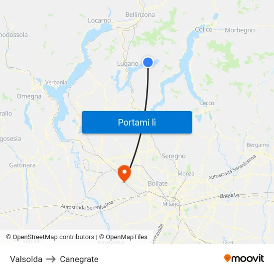 Valsolda to Canegrate map