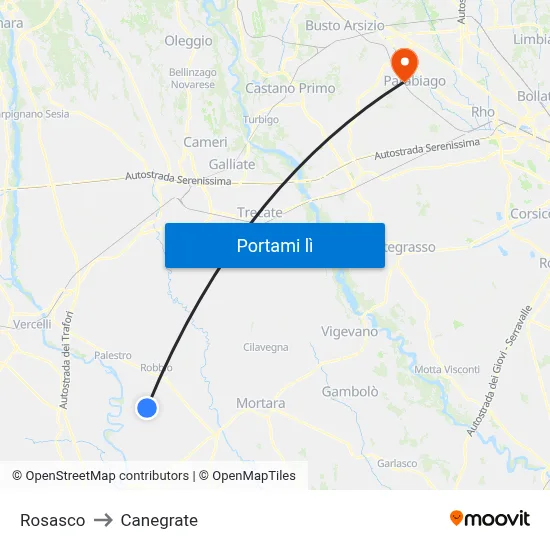 Rosasco to Canegrate map