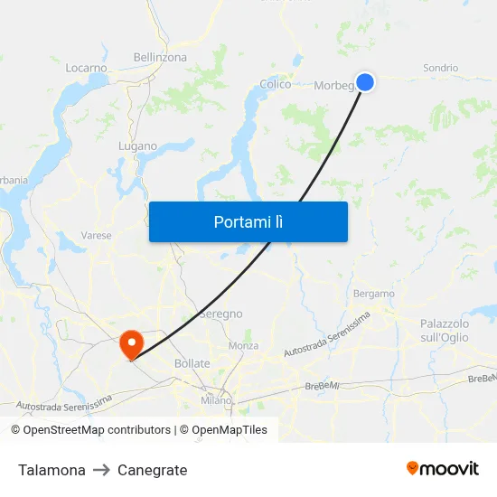 Talamona to Canegrate map