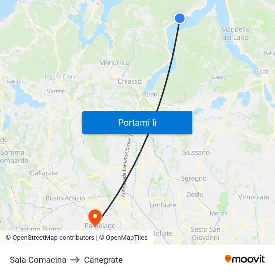 Sala Comacina to Canegrate map