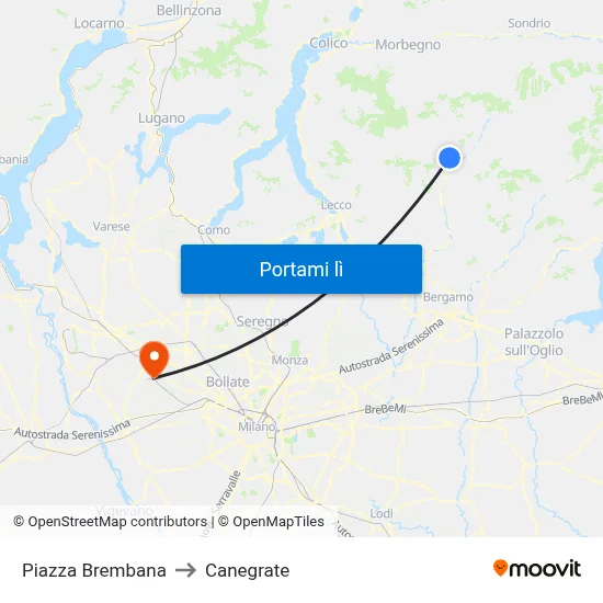 Piazza Brembana to Canegrate map