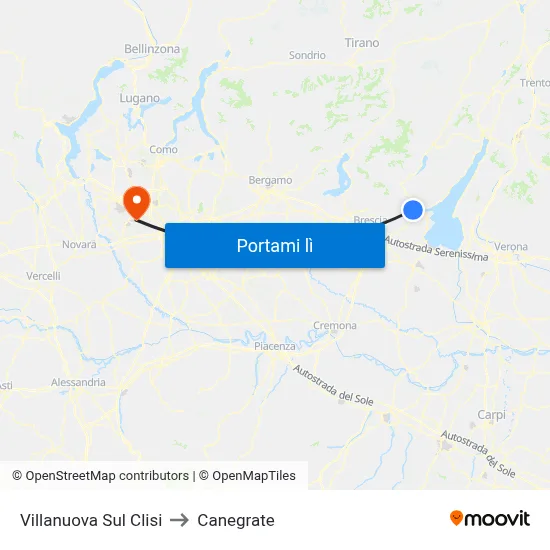Villanuova Sul Clisi to Canegrate map