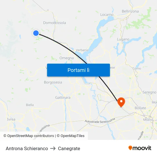 Antrona Schieranco to Canegrate map
