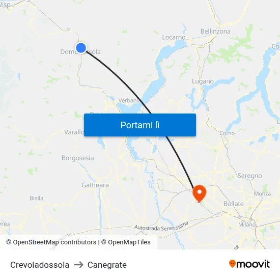 Crevoladossola to Canegrate map