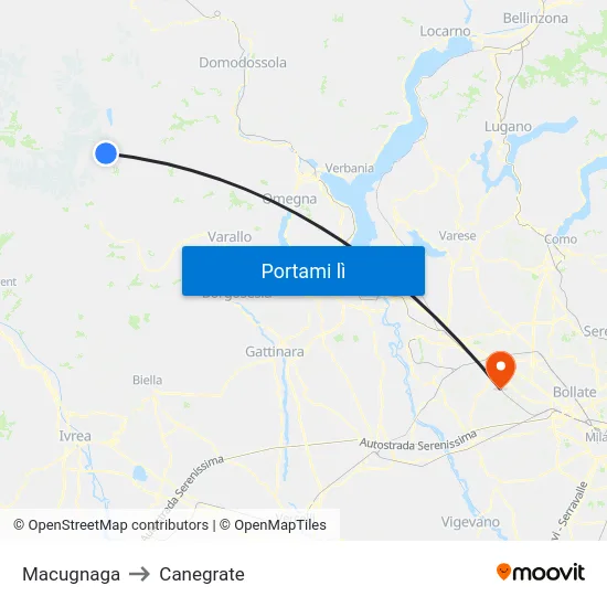Macugnaga to Canegrate map