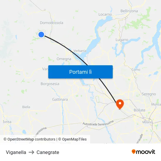 Viganella to Canegrate map