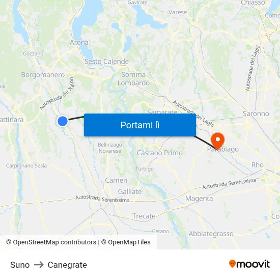 Suno to Canegrate map