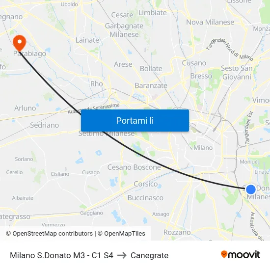 Milano S.Donato M3 - C1 S4 to Canegrate map