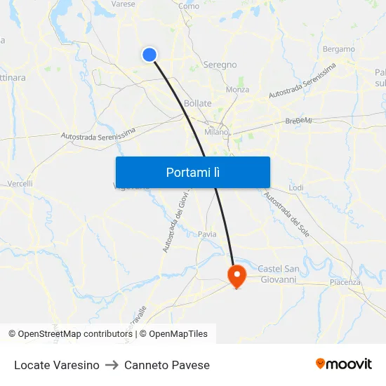 Locate Varesino to Canneto Pavese map