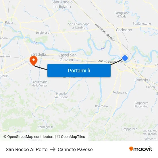 San Rocco Al Porto to Canneto Pavese map