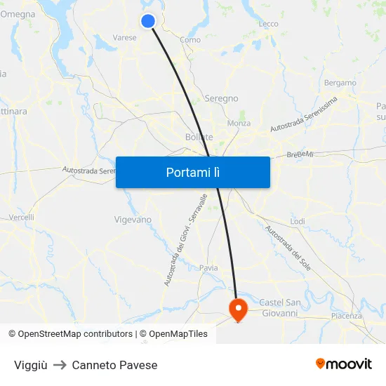 Viggiù to Canneto Pavese map