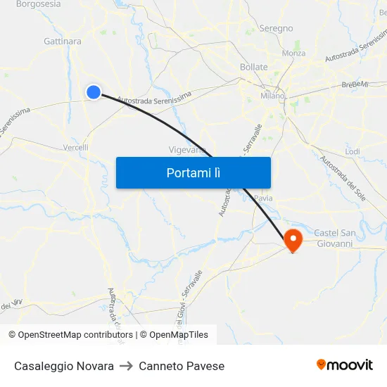 Casaleggio Novara to Canneto Pavese map